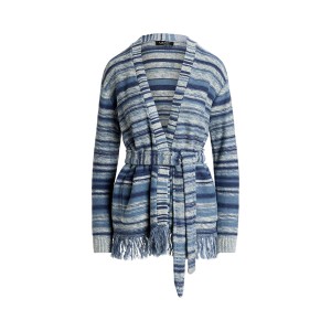 Striped Belted Linen-Cotton Cardigan
