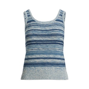Striped Linen-Cotton Sweater Tank Top