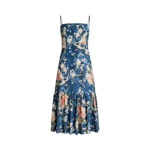 Floral Linen-Blend Sleeveless Dress