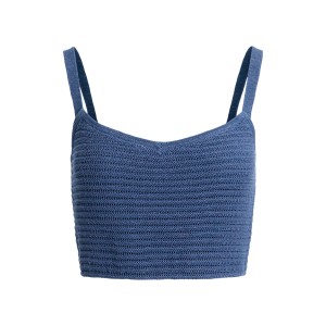 Linen-Cotton Cropped Sweater Tank Top