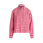 Wide Cropped Gingham Linen Shirt