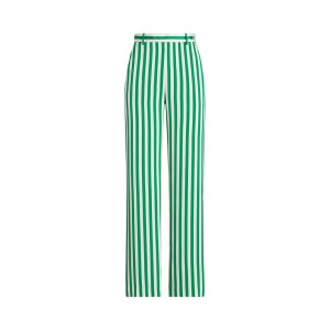 Striped Silk Wide-Leg Pant