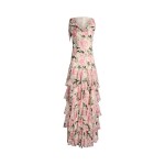Floral Crinkle Georgette Tiered Gown