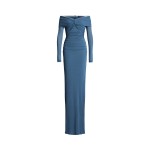 Ruched Jersey Long-Sleeve Evening Dress