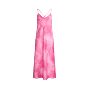 Tie-Dye-Print Satin Sleeveless Nightgown