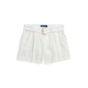Belted Pleated Linen Short
