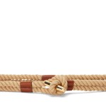 Leather-Trim Rope Toggle Skinny Belt