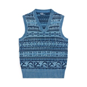 Fair Isle Indigo Cotton Sweater Vest