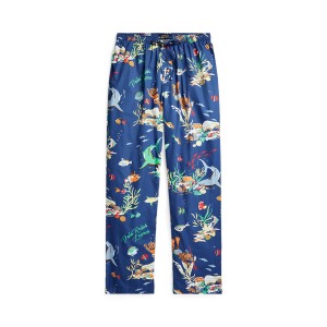 Tropical-Print Cotton Pajama Pant