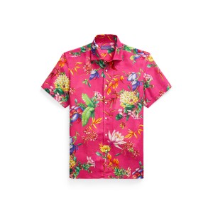 Botanical-Print Linen Shirt