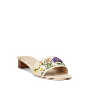 Fay Floral-Embroidered Canvas Sandal