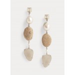 Pearl & Beach Stone Drop Earrings