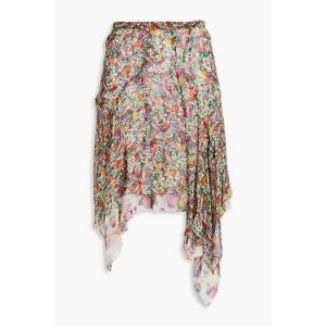 Omyles layered floral-print silk-crepon mini skirt