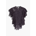 Zainos ruffled crocheted cotton blouse