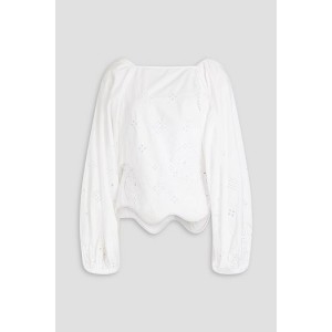 Tie-back broderie anglaise cotton blouse