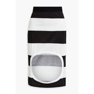 Cutout striped cotton-jersey skirt