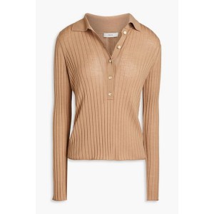 Ribbed wool polo sweater