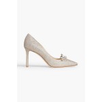 Romy 85 embellished glittered woven pumps