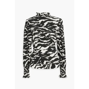 Fantine ruched zebra-print silk-blend crepe de chine blouse