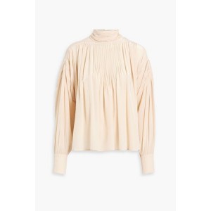 Cecilie pintucked silk-crepe blouse