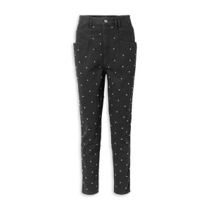Studded high-rise tapered jeans