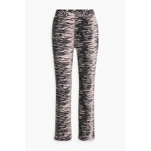 Tiger-print mid-rise bootcut jeans