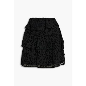 Looks tiered fil coupe silk-chiffon mini skirt