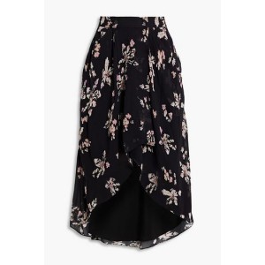 Ilyosi asymmetric floral-print chiffon skirt