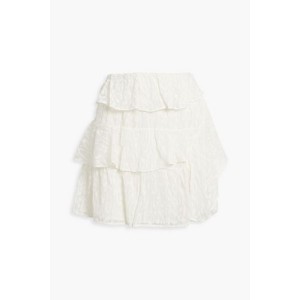 Looks tiered devore silk-chiffon mini skirt