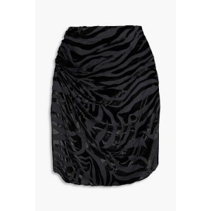 Nizart ruched devore-velvet mini skirt