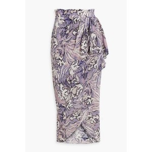 Dyma wrap-effect printed silk crepe de chine midi skirt