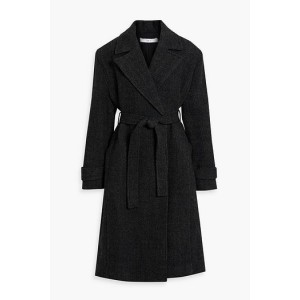 Vibi double-breasted belted wool-tweed coat