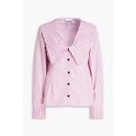 Ruffled striped cotton-poplin blouse