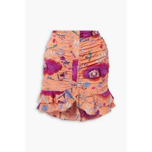 Milendi ruched floral-print silk-blend crepe de chine mini skirt