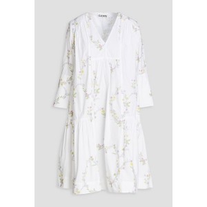 Gathered floral-print cotton dress