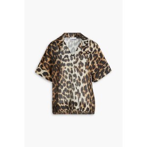 Leopard-print TENCEL Lyocell-blend voile top