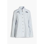 Cutout striped cotton-poplin shirt