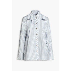 Cutout striped cotton-poplin shirt