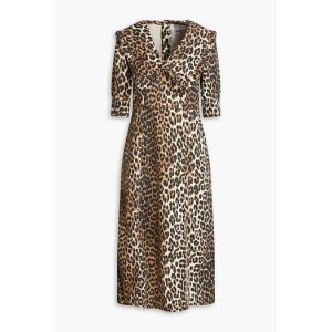 Leopard-print denim midi dress