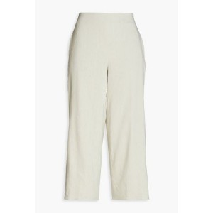 Cropped linen-blend wide-leg pants