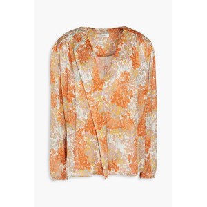 Floral-print silk-crepon top