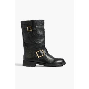 Biker buckled leather boots