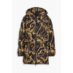 Quilted printed shell hooded coat