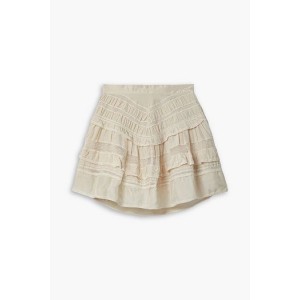 Constance tiered crocheted cotton-trimmed silk mini skirt