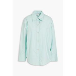 Belted cotton-blend poplin shirt