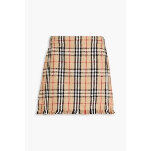 Checked cotton-blend tweed mini skirt
