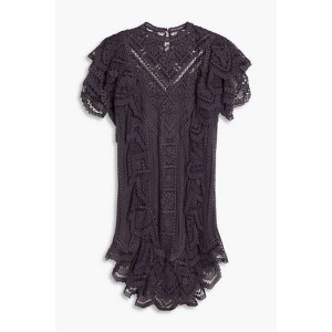 Zanetti ruffled crocheted lace cotton mini dress