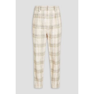 Checked corduroy tapered pants