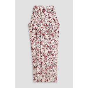 Ginkinali pleated floral-print silk crepe de chine midi skirt