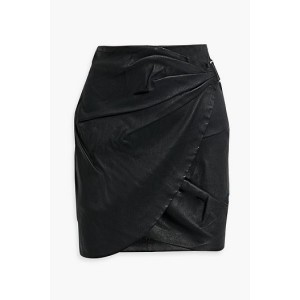 Soroya wrap-effect pleated leather mini skirt
